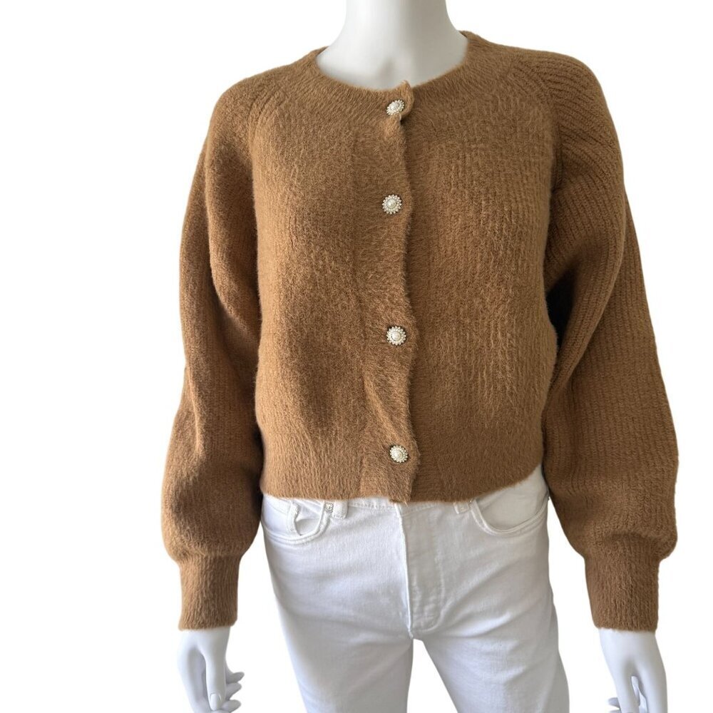Sweewe Paris Jewel Button Mocha Cardigan Size L